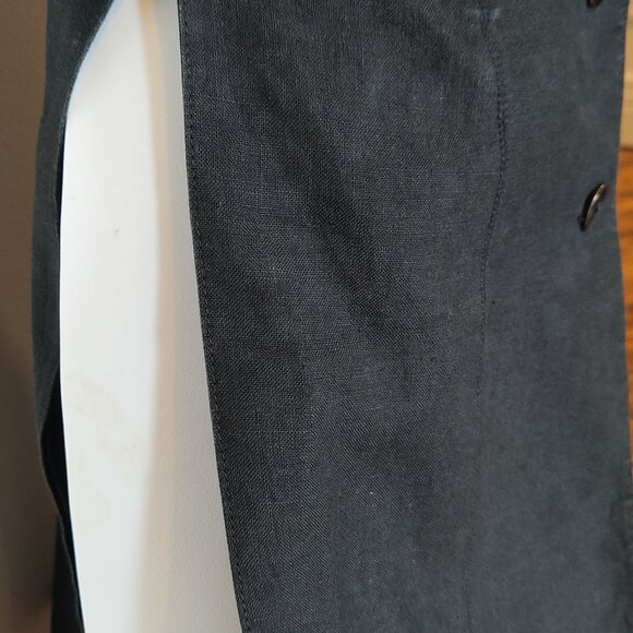 Vtg 1980s Claude Montana Black Linen Long Corset Top w' Rope Neckline Size 4 - Picture 6 of 11